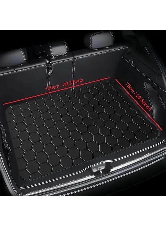 Black Heavy Duty Non Slip Trunk Liner Easy Clean Hexagon Pattern Boot Mat - Image 2